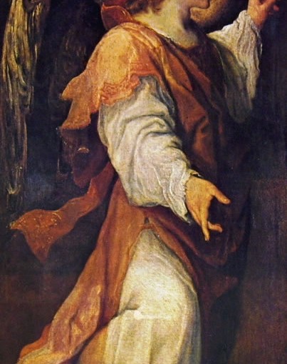 Carracci: L'angelo annunciante, cm. 149 x 75 Pinacoteca Nazionale di Bologna.